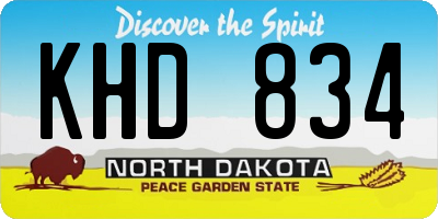 ND license plate KHD834