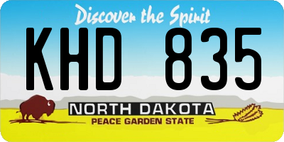 ND license plate KHD835