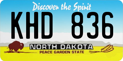 ND license plate KHD836