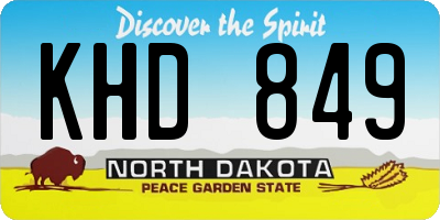 ND license plate KHD849