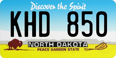 ND license plate KHD850