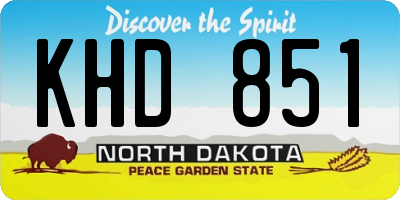ND license plate KHD851