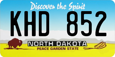 ND license plate KHD852