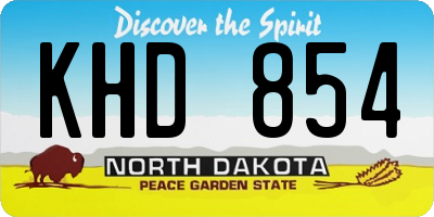 ND license plate KHD854