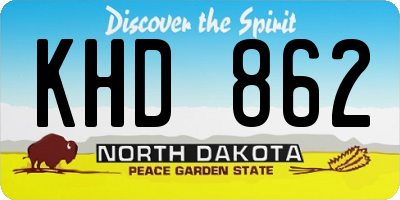 ND license plate KHD862