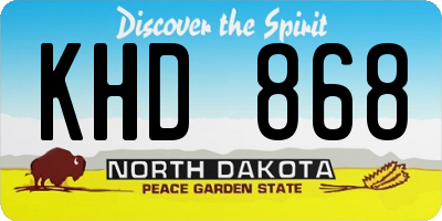 ND license plate KHD868