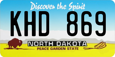 ND license plate KHD869