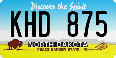 ND license plate KHD875