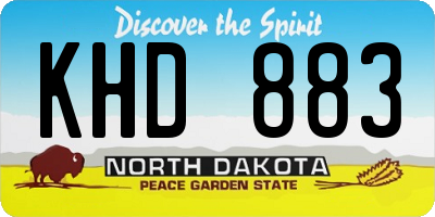 ND license plate KHD883