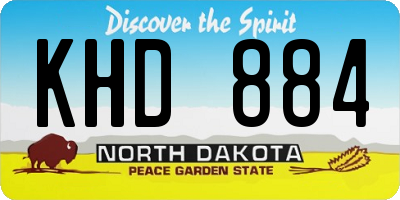 ND license plate KHD884