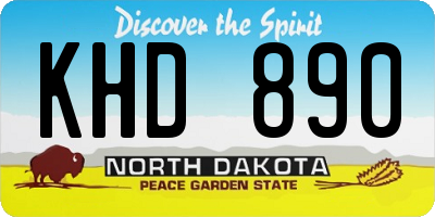 ND license plate KHD890