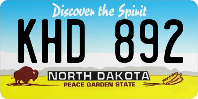 ND license plate KHD892