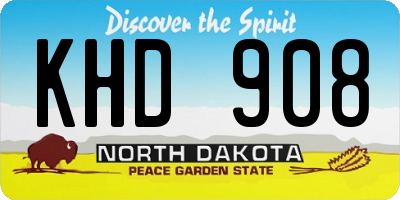 ND license plate KHD908