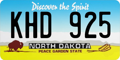 ND license plate KHD925