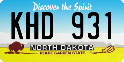 ND license plate KHD931