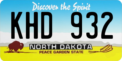 ND license plate KHD932