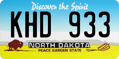 ND license plate KHD933