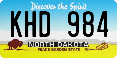 ND license plate KHD984