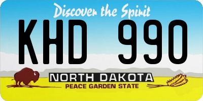 ND license plate KHD990