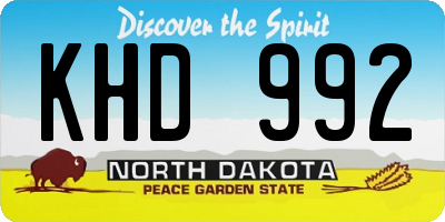 ND license plate KHD992