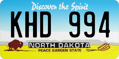 ND license plate KHD994