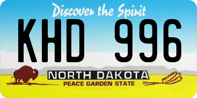 ND license plate KHD996