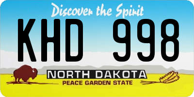 ND license plate KHD998