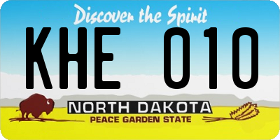 ND license plate KHE010