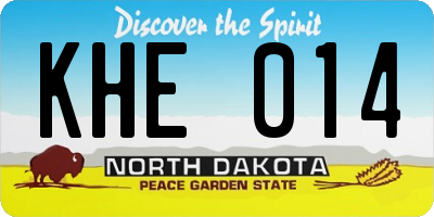 ND license plate KHE014
