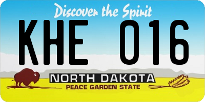 ND license plate KHE016