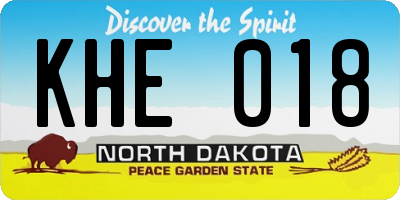 ND license plate KHE018