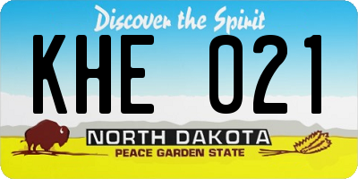 ND license plate KHE021