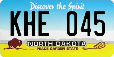 ND license plate KHE045