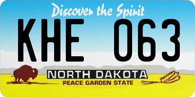 ND license plate KHE063