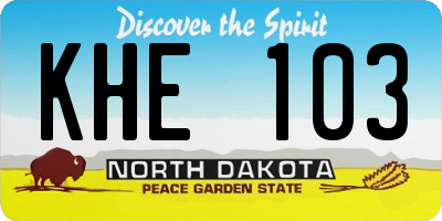 ND license plate KHE103