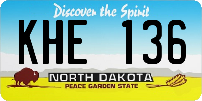 ND license plate KHE136