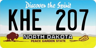 ND license plate KHE207