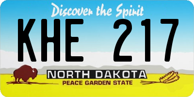 ND license plate KHE217