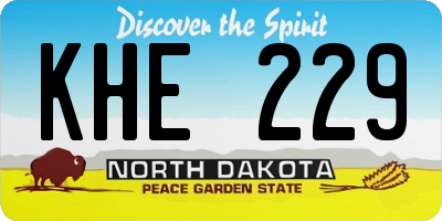 ND license plate KHE229