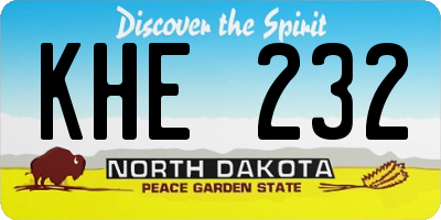 ND license plate KHE232