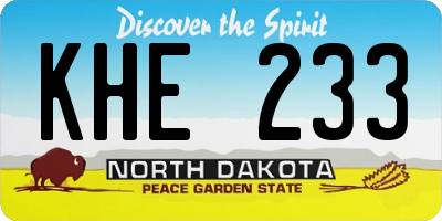 ND license plate KHE233