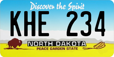 ND license plate KHE234