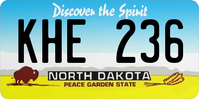 ND license plate KHE236