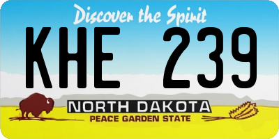 ND license plate KHE239