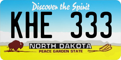 ND license plate KHE333