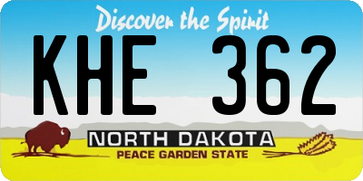 ND license plate KHE362