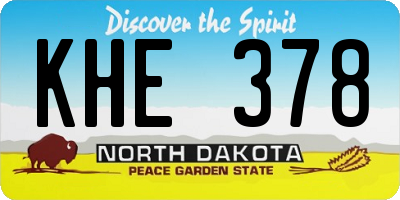 ND license plate KHE378