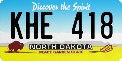 ND license plate KHE418