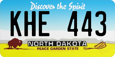 ND license plate KHE443