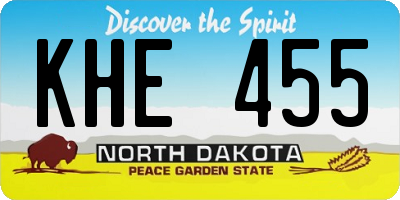 ND license plate KHE455